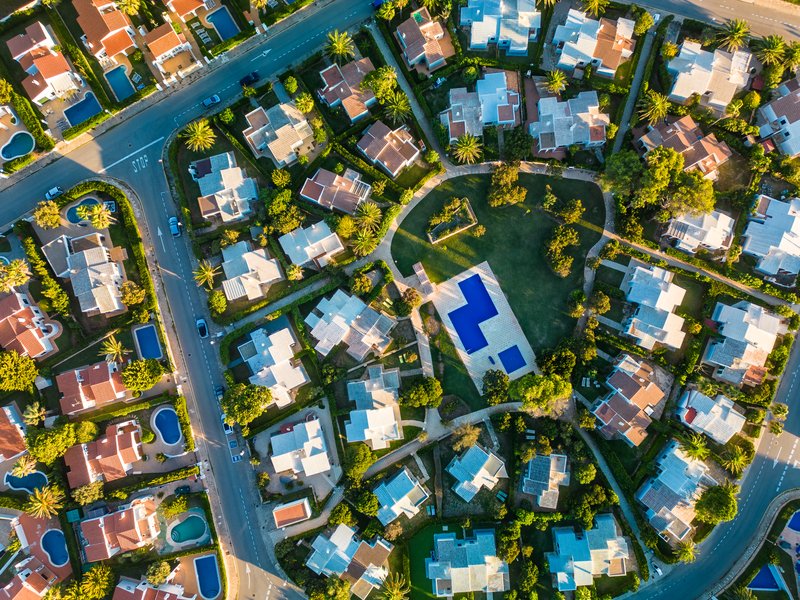 foto de vista aérea de vecindario en la ciudad de Puebla
